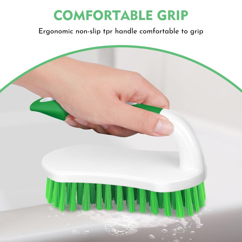 SetSail Scrub Brush, Heavy-Duty Scrub Brushes for Cleaning with Stiff Bristles Cleaning Brush for Shower, Bathroom, Carpet, Kitchen and Bathtub Scrubber - 3 Pack, Green - Image 3